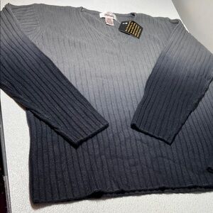 Worthington Men's Gradient Gray Ribbed Sweater VNeck New W/Tags